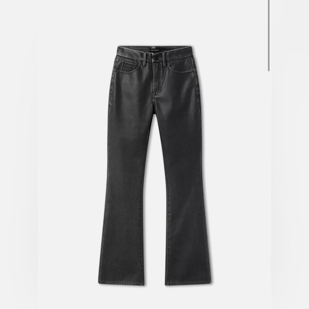 Good American “Good Legs Cropped Mini Boot” Black Faux Leather